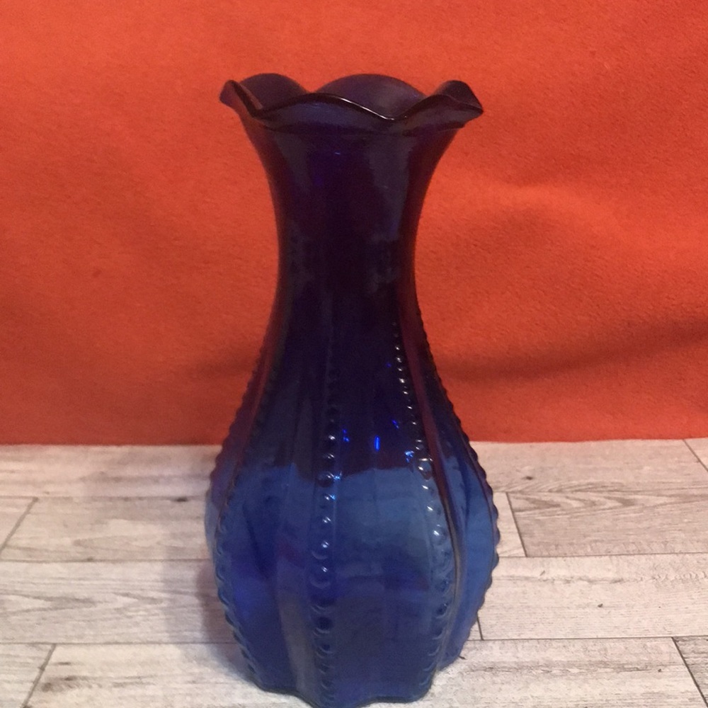 Vintage 1940’s Indian Glass Blue Cobalt Starfish Vase